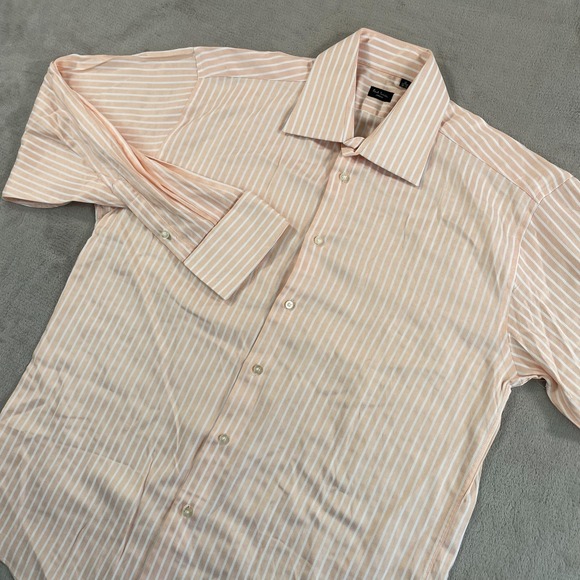 paul smith london dress shirt Paul Smith London Vintage Black Dress Shirt Mens 15.5 Multicolor Striped Cuffs Designer Button Down